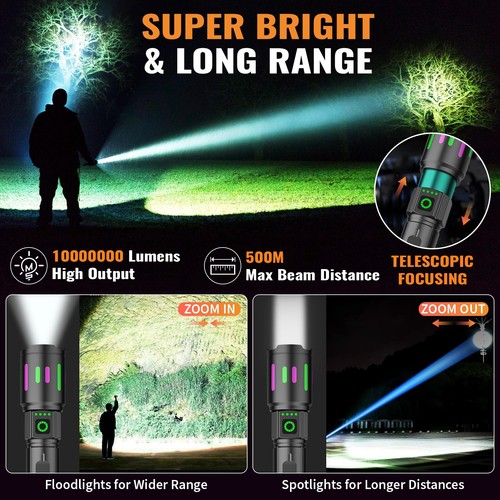 350000000 Lumen Super Bright LED Tactical Flashlight Rechargeable LED Work Light - Picture 7 of 14