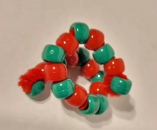 Vintage Hand Perlen Pfeifenreiniger Zuckerstange Ornamente Dekorationen rot grün 12 Stück - Bild 8 von 10