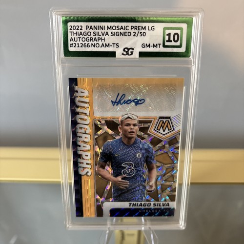 Thiago Silva 2021-22 Panini Mosaic Auto Premier League /50 Graded 10! Chelsea FC