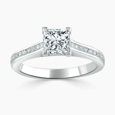 2 Ct Princess Simulated Diamond Wedding Engagement Ring In 14k White Gold Finish