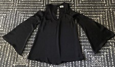 “ SHOW ME YOUR MUMU “ Small Black Peekaboo Tunic - Cold Shoulders Long Sleeves