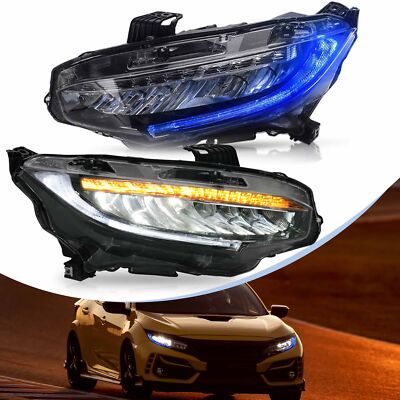 LED Headlights For 2016-2021 Honda Civic LED DRL Sequential Signal Projector