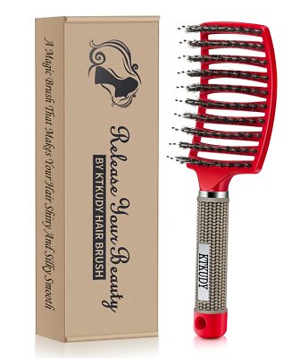 Detangling Hair Brush - Boar Bristle & Tangle-Free Design for Kids Women and ...