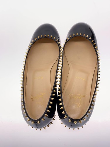 Christian Louboutin Women's Spike Studded Low Block Heel Pumps Black size 38.5 - Picture 3 of 19