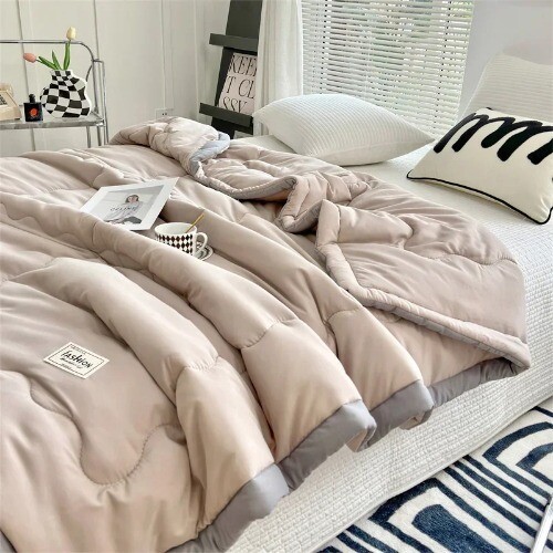 Solid Color Summer Quilt Light Luxury 2025 Japanese Polyester Cotton Quilted - Picture 14 of 24
