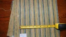 Blue Tan Stripe Print Upholstery Fabric Remnant 1 Yard F78
