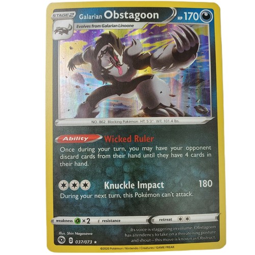 Pokemon Champions Path Reverse Holo Galarian Obstagoon 037/073 - Picture 1 of 2