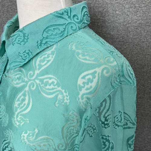 Alfred Dunner Womens 20W Button Up Top 3/4 Sleeve Seahorse Green Semi Sheer - Picture 12 of 16