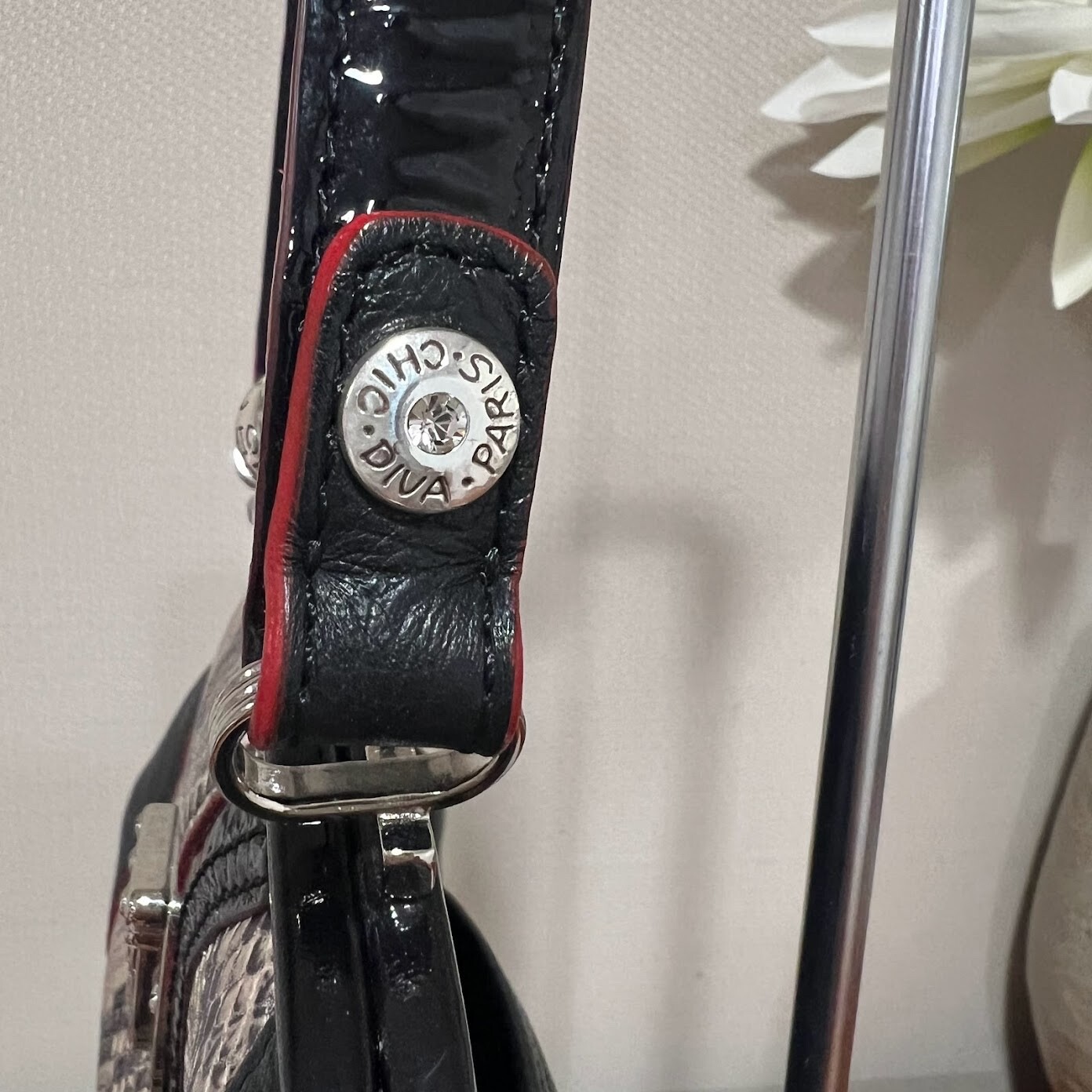 Brighton Women's Black Leather Python Frame Bag P… - image 7