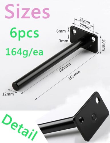 6PCS Floating Shelf Bracket Hidden Brackets Floating Wood Shelves Conceale-Au - Picture 2 of 8