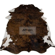 COWHIDE RUG BRINDLE TRICOLOR 6'X5' Ft - Cow Skin Rug Leather Cow Hide