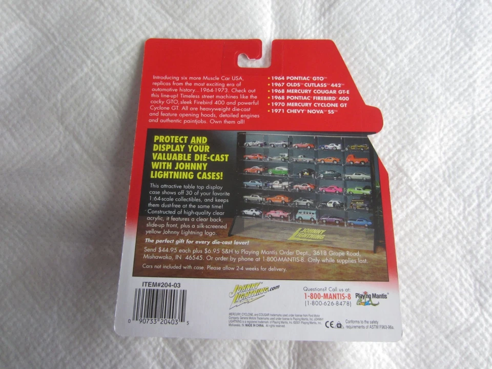 2001 Johnny Lightning Muscle Cars U.S.A.:  Red 1968 Mercury Cougar GT-E NIP - Image 3 of 3