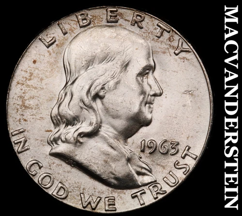 1963 Franklin Half Dollar- Choice Gem Brilliant Uncirculated+++ Luster #i7856