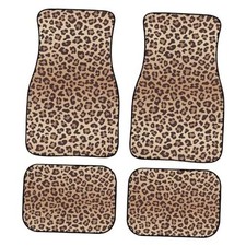 Leopard Print Car Floor Mats Universal Abstract Cheetah Pattern Wild Brown