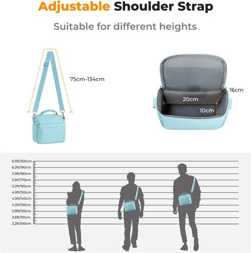 K&F Concept Camera Sling Bag Small Crossbody Case DSLR/SLR/Cute for Woman Blue - Picture 7 of 8