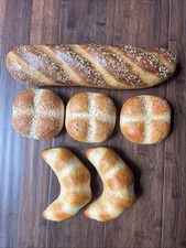 Lot of 6 Faux Fake Bread Products Loaf, Rolls, Croissants Food Prop Display