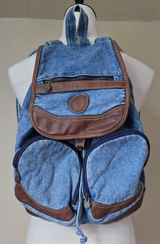 Mochila vintage Y2K Riders by Lee azul claro denim imitación cuero usada en excelente estado