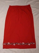 Sag Harbor Women's Skirt Red Size 16 Maxi Fall Floral Leaves Y2K 90s Cottagecore