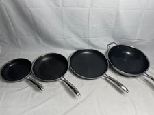 HEXCLAD 4-Piece Nonstick Stainless Steel Frying Pan Set 8 10 12- Wok- No Lids