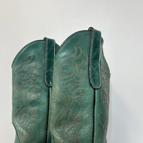 Old Gringo Yippee Kiyay Floral Embroidered Green Cowboy Western Boots Size 7B - Picture 9 of 12