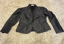 Women  s Size 8 Calvin Klein Black Collared Button Blazer Suit Jacket