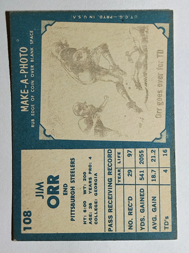 1961 Topps #108 Jimmy Orr RC (EX) - Picture 2 of 2