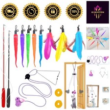 Interactive 15-Piece Cat Toy Set: Wands, Tease  Hanging Door Lure for Fun Play