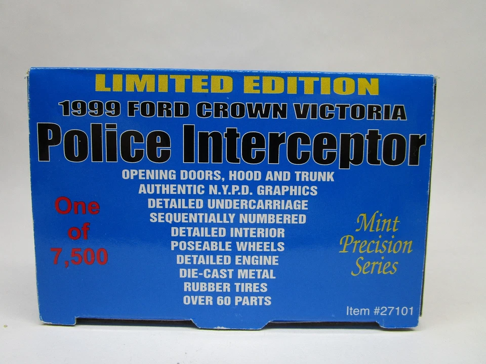 Caja de cambios Ford Crown Victoria 1999 diecast 1:43 policía de Nueva York Departamento de Policía Foto 4 de 4