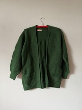 Vintage Crochet Handmade Knit Cardigan Sweater Olive Green Granny Cottagecore S