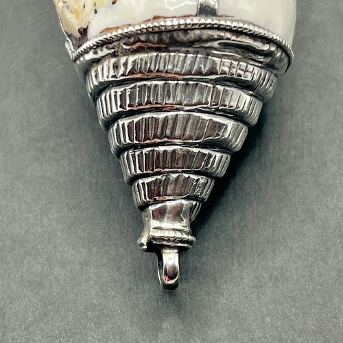 Sterling Silver Wrapped Conch Sea Shell Decorative Pooja Pendant - Picture 7 of 8