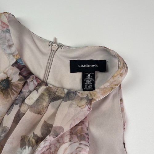 R&M Richards Floral Layered Long Dress Sz 6 Pink Formal Tiered Fairy Feminine - Picture 5 of 13