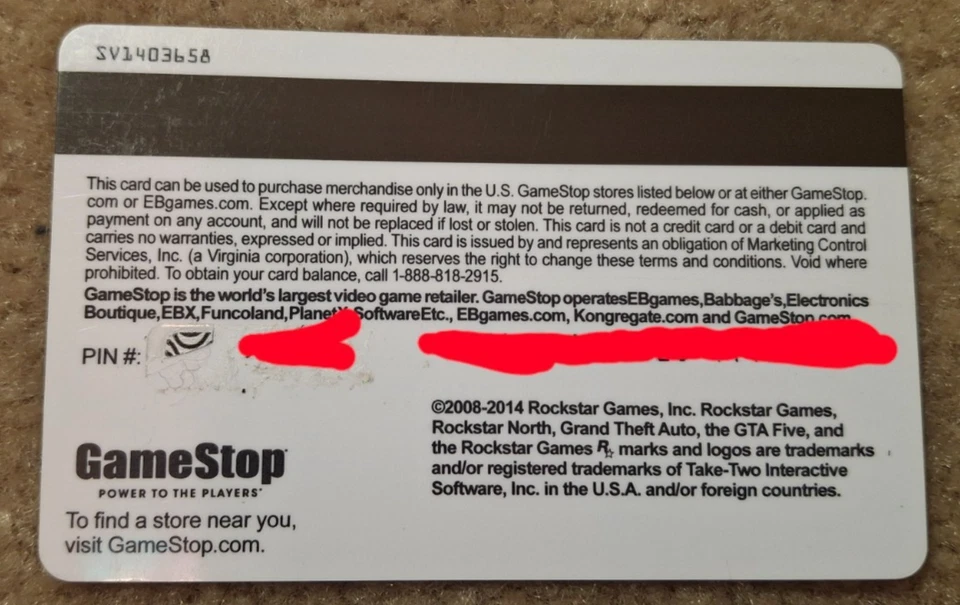 GAMESTOP GIFTCARD W/ $0 BALANCE, GTA5 GRAND THEFT AUTO 5 - Image 2 of 2