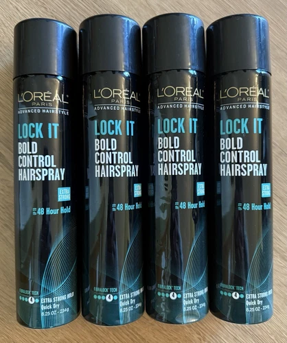 Lot of 4 - Loreal Lock It Bold Control Hairspray Extra Strong Level 4, 8.25oz