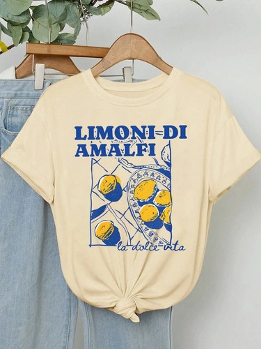 Limoni Di Amalfi Lemon T-Shirt Women’s Summer Vintage Graphic Tee Top Beach Top - Picture 7 of 7