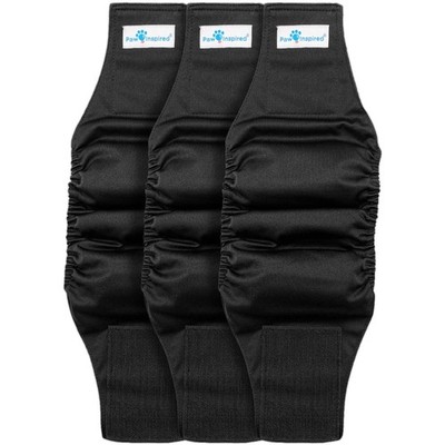 PAW Inspired Belly Band Male Dog WRAP Washable, Black, Black Lining, X-Small,...