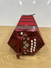 Vintage Concertina / Accordion Made in Italy, Red Pearl Cellulose 20 Button