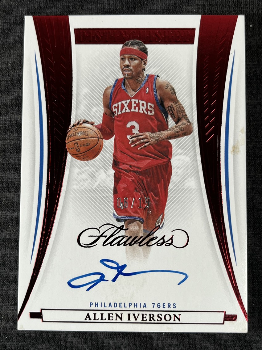 2021-22 Panini Flawless Basketball Allen Iverson Distinguished Ruby Auto 06/15 view 1