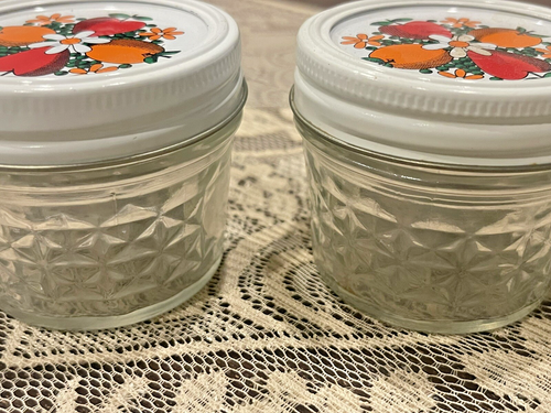 Set Of 5 Vintage Mason Jars Kerr Country Kitchen Retro Fruit And Daisy 60’s 70’s - Picture 3 of 9