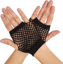Short Fishnet Gloves Fingerless for Women Fish Net Mesh Emo Goth 80S Scene Acces