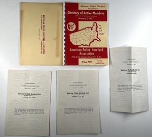AMERICAN POLLED HEREFORD ASSOCIATION 1957 MEMBERS DIRECTORY w/ 1958-1960 LISTS