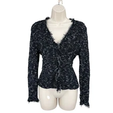 Ball Of Cotton Academia Sweater Women Size S Handloomed Boucle Cardigan USA