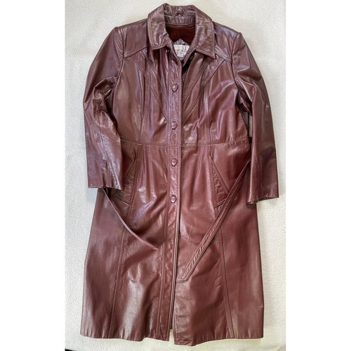 Vintage Classic Directions Womens 18 Trench Coat Oxblood Burgandy Nappa Leather
