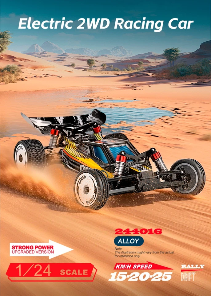 WLToys 244016 2x2 RC Coche de Carreras 2.4G 15KM/h 50M Distancia Control Remoto Juguetes Foto 4 de 4