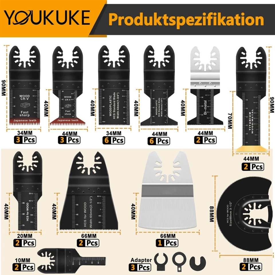 Neu 116 X Sägeblatt Multifunktionswerkzeug Zubehör Set Einhell Makita Parkside - Bild 3 von 4