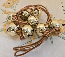 Gold Metal Sleigh Jingle Bells Christmas Crafts 1 1/4"T× 1 1/4" Round Lot Of 8