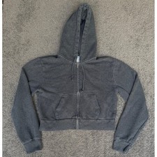 Brandy Melville Charcoal Gray Cropped Zip Up Hoodie MH123-Z094 One Size