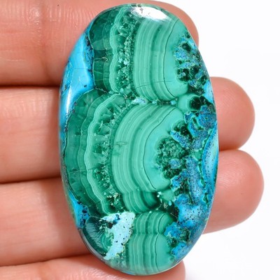 natural MALACHITE CHRYSOCOLLA oval shape loose gemstone 57.80 Cts. (23x40x05 mm)