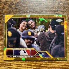 2023 Topps Chrome #405 Slam Diego Adds Soto Gold Sapphire/50 San Diego Padres 