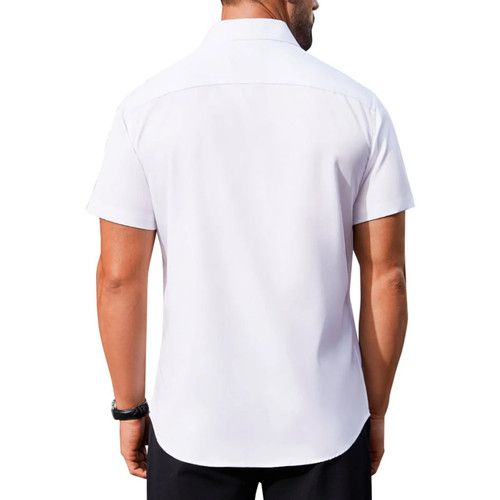 New Men's Large Short Sleeve Cotton Dress Shirt Wrinkle-Free Business Fast Ship - Picture 3 of 6