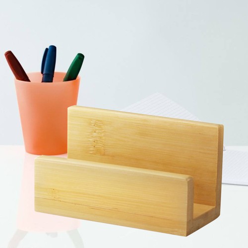 Desk Organizer Wooden Bamboo Holder Business Card Box Office Man Case - 第 6/12 張圖片